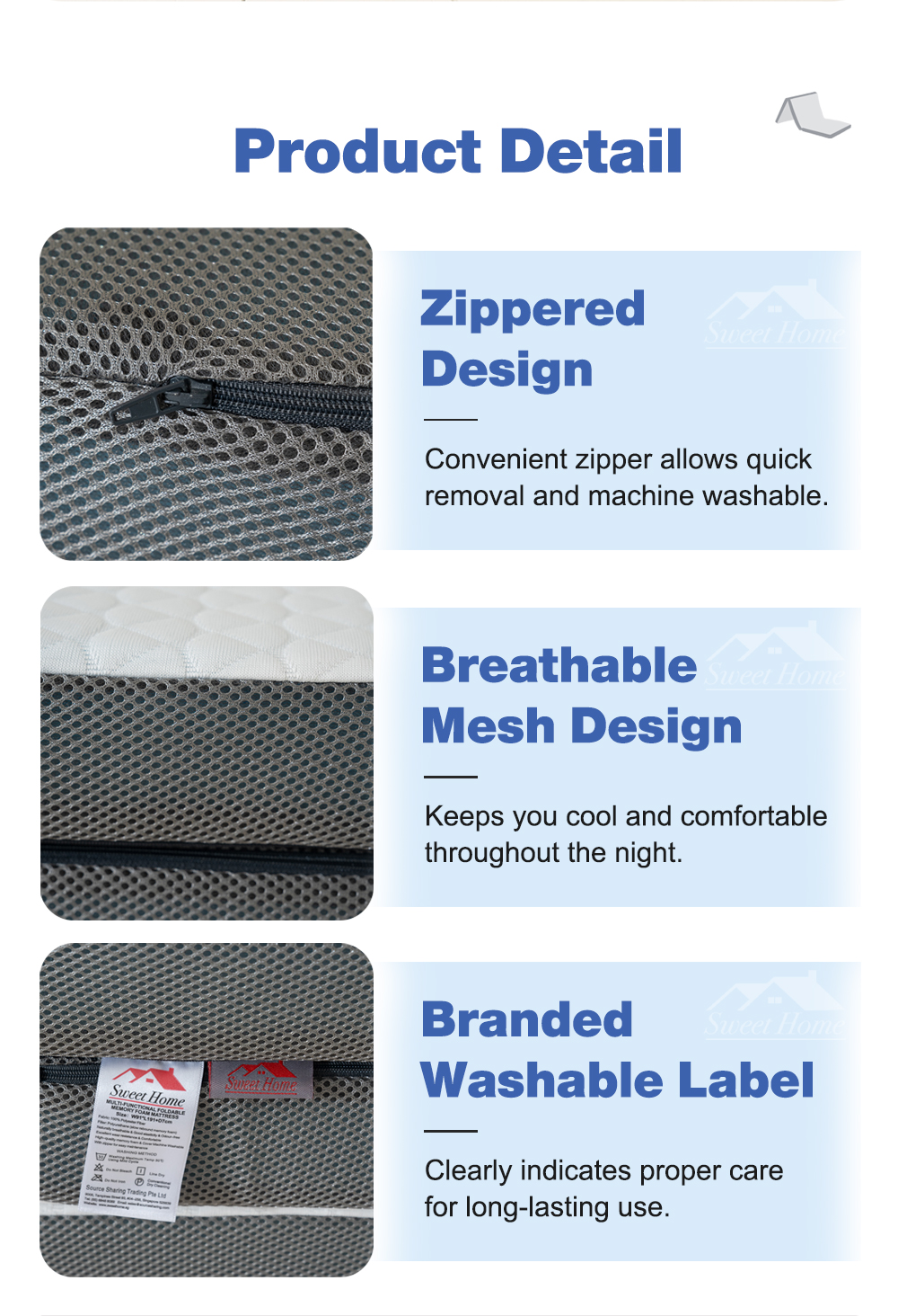 Sweet Home Three Fold Bed Mattress-10